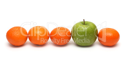 different concepts with mandarins and apple