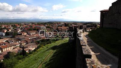 city and castle with cloudscape, Carcassone, France