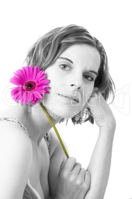 Young woman with flower