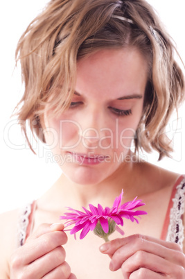 Young woman with flower