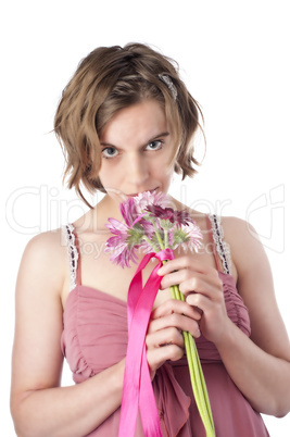 Young woman with flowers