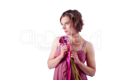 young woman with flower