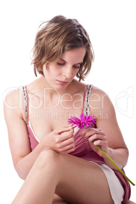 Young Woman With Pink Flower