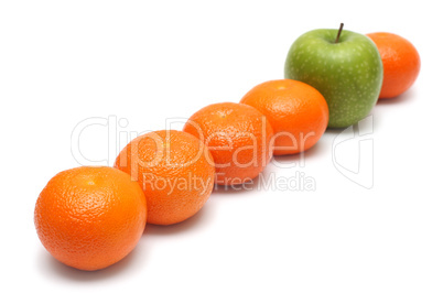 different concepts with mandarins and apple