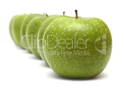 green apples in row