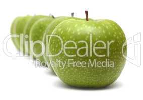 green apples in row