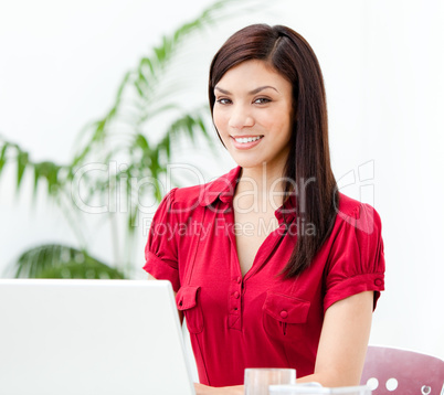 Beautiful businesswoman working at a computer