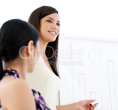 Smiling businesswoman doing a presentation