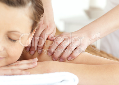 Bright woman having a massage