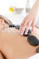 Close-up of a caucasian woman relaxing on a massage table