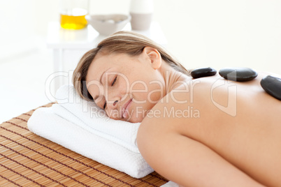 Beautiful woman relaxing on a massage table
