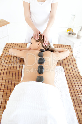 Bright woman having a massage