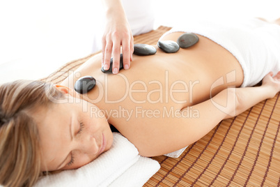 Caucasian woman having a massage