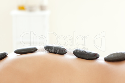 Caucasian woman lying on a massage table