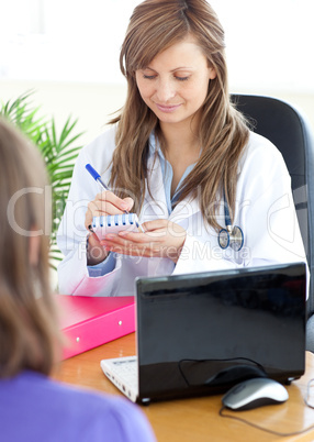 Confident female doctor doing a diagnosis