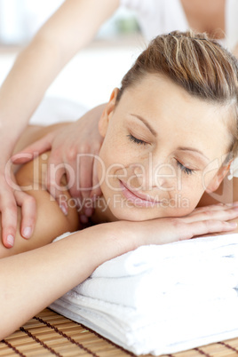 Beautiful woman enjoying a back massage