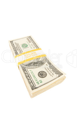 Stack of One Hundred Dollar Bills Isolated