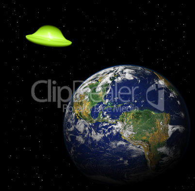 aliens spaceship near earth planet