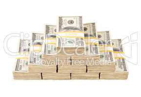 Stacks of One Hundred Dollar Bills Isolated