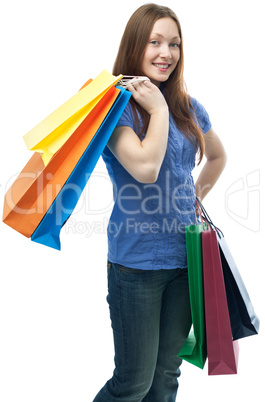 beauty shopping woman with clored bags