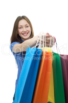 beauty shopping woman with clored bags