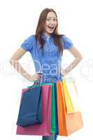 beauty shopping woman with clored bags