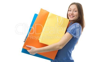 beauty shopping woman with clored bags