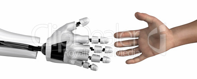 Hände von Mensch und Roboter
