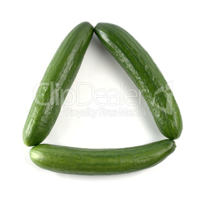 Triangle made of three cucumbers