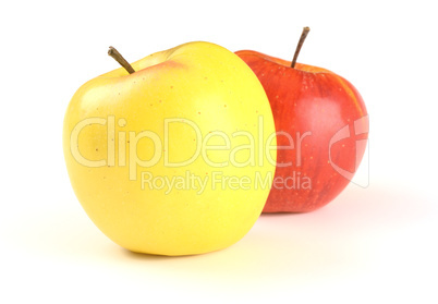 Two apples - red and yellow