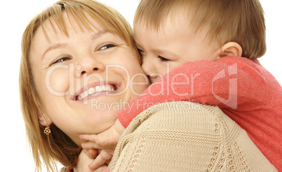 Cute child play with mother