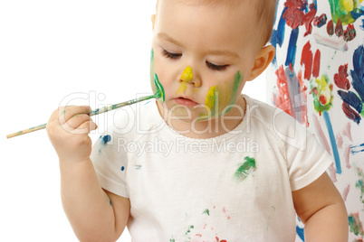 Little girl paint on her cheek
