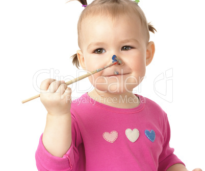 Little girl paint on her nose