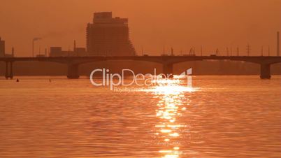 sunset over the bridge