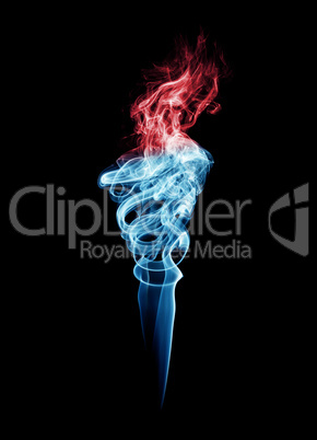 Blue and red torch-shaped smoke