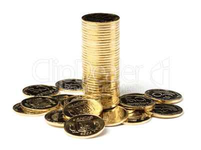 Closeup of a golden coins