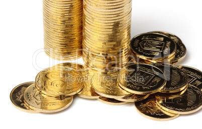 Closeup of a golden coins