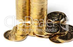 Closeup of a golden coins