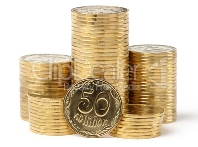 Closeup of a golden coins