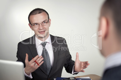 Businessman explaining