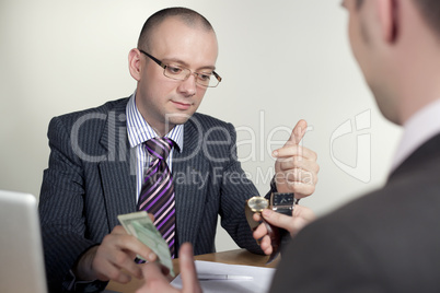 Businessman explaining