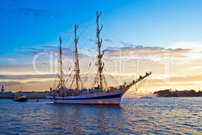 Old frigate on Neva river