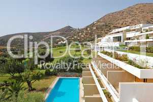 View from luxury hotel on golf field, Crete, Greece