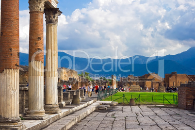 Ancient columns in Pompeii