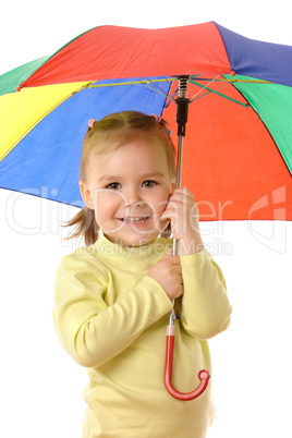 Cute child with colorful umbrella