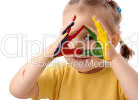 Cute child with painted hands