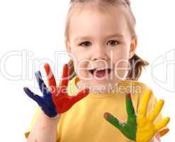 Cute child with painted hands