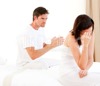 Stressed couple having an argument