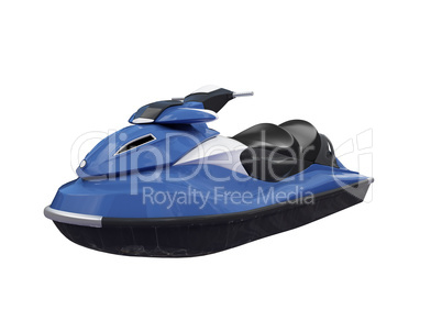 Jetski blue isolated front view