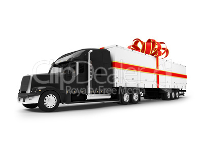 Present truck isolated black-red front view
